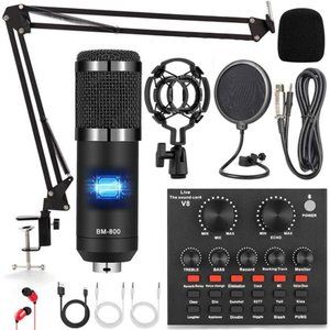 Podcast Equipment Bundle, Audio Interface with All in One Live Sound Card